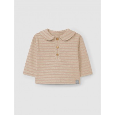 POLO IN CALDO COTONE A RIGHE ROSA