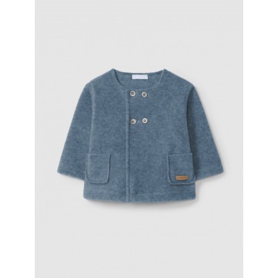GIACCA BLU IN PILE CON TASCHE