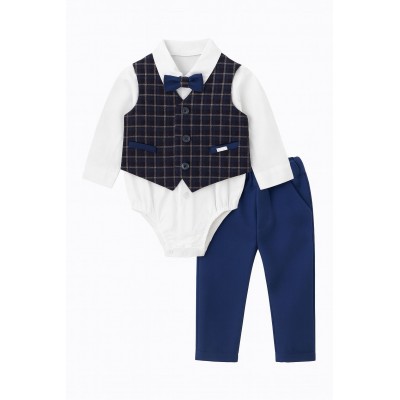 COMPLETO ELEGANTE BLU CON GILET E PAPILLON I DELFI