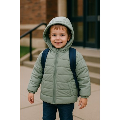 GIUBBINO BOMBERINO VERDE CON ZIP E CAPPUCCIO