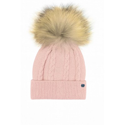 CAPPELLO ROSA TRECCE CON POMPON