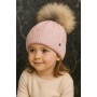 CAPPELLO ROSA TRECCE CON POMPON