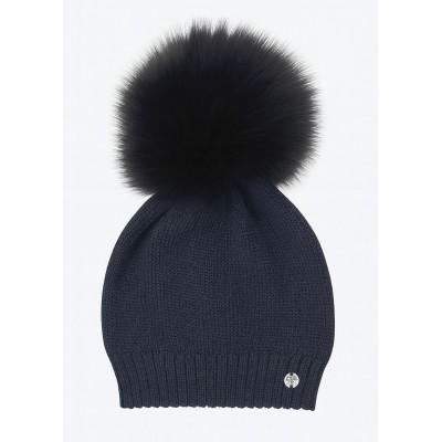CAPPELLO BLU CON POMPON