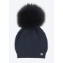 CAPPELLO BLU CON POMPON