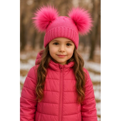 CAPPELLO FUXIA DOPPIO POMPON