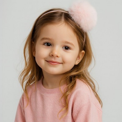 CERCHIETTO ROSA CON POMPON