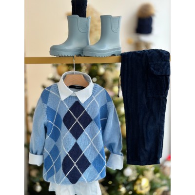 GIROCOLLO ROMBI CELESTE