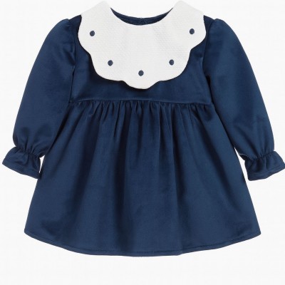 ABITO BLU CON COLLETTO PETALO