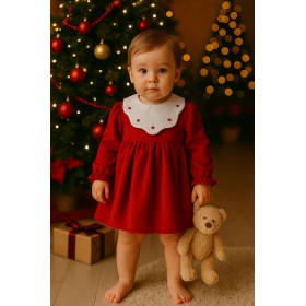 ABITO ROSSO CON COLLETTO PETALO ABITO ROSSO CON COLLETTO PETALO