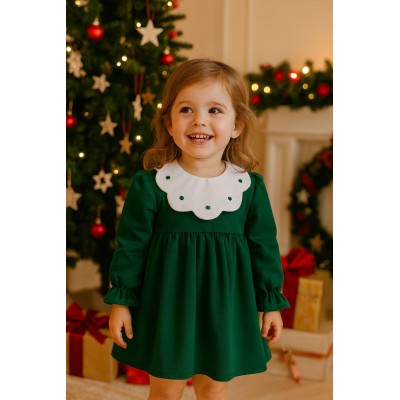 ABITO VERDE CON COLLETTO PETALO