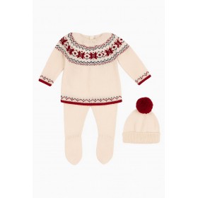 MAGLIONCINO CON GHETTINO E CAPPELLINO BIANCO E ROSSO