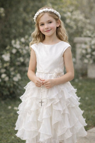 ABITO ELEGANTE BAMBINA IN RASO E ORGANZA