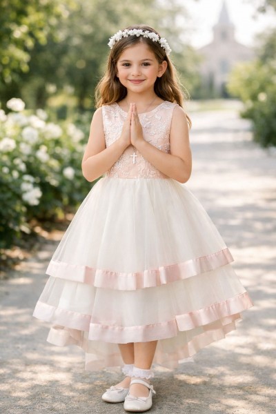 ABITO ROSA CON CORPINO LAVORATO