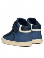 SNEAKERS A MEZZO STIVALETTO BLU, CON STRAPPO IN VELCRO E FINTI LACCI