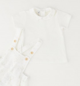 SALOPETTE IN MUSSOLA E T-SHIRT CON COLLETTO FANTASY