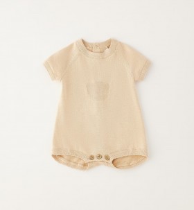 PAGIACCETTO IN MAGLIA CON TEDDY IN RILIEVO CREMA