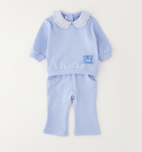 COMPLETO FELPA E PANTALONE A ZAMPA CELESTE