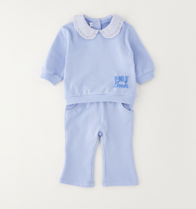 COMPLETO FELPA E PANTALONE A ZAMPA CELESTE