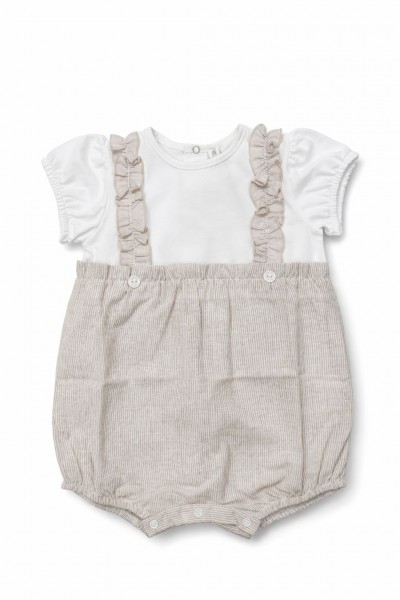 PAGLIACCETTO A RIGHE BEIGE CON BRETELLE