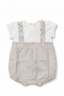 PAGLIACCETTO A RIGHE BEIGE CON BRETELLE