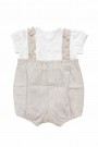 PAGLIACCETTO A RIGHE BEIGE CON BRETELLE