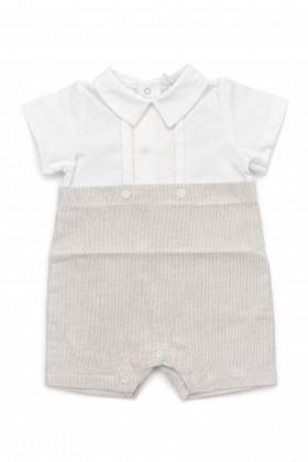 PAGLIACCETTO A RIGHE BEIGE CON COLLETTO A PUNTA