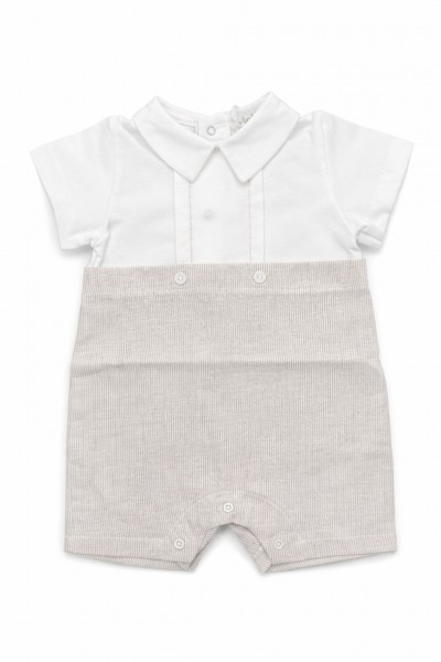 PAGLIACCETTO A RIGHE BEIGE CON COLLETTO A PUNTA