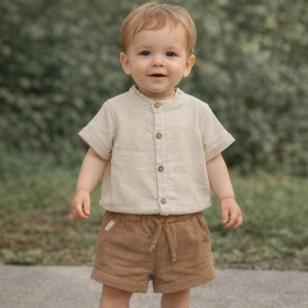 COMPLETINO CON CAMICIA COREANA MEZZA MANICA E PANTALONCINO