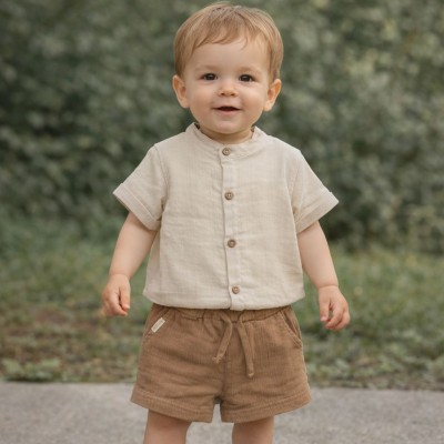 COMPLETINO CON CAMICIA COREANA MEZZA MANICA E PANTALONCINO