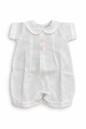 PAGLIACCETTO IN LINO CON FIOCCHETTI ROSA