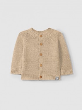 CARDIGAN GIROCOLLO IN MAGLIA BEIGE