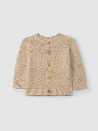 CARDIGAN GIROCOLLO IN MAGLIA BEIGE