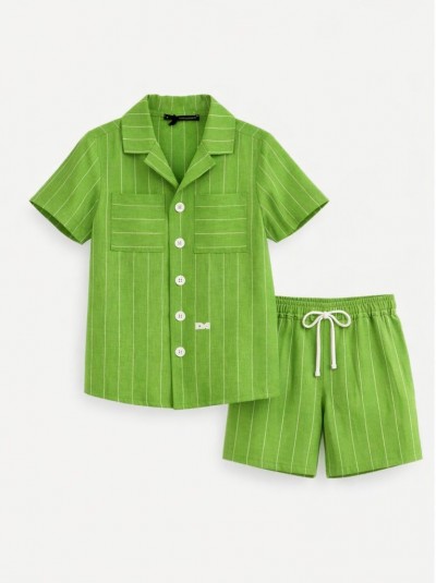 COMPLETO A RIGHE VERDE IN COTONE ALESSANDRINI