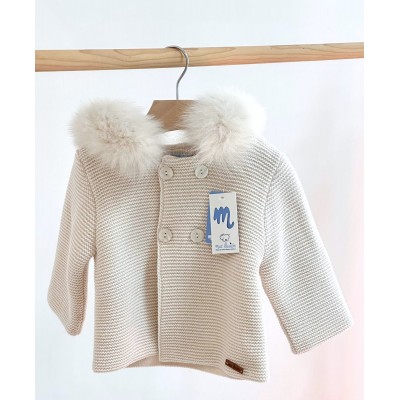 CAPPOTTO DOPPIOPETTO CON CAPPUCCIO PELUCHE NATURAL