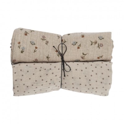 MUSSOLE 2 PC POIS+FLOWERS BROWN