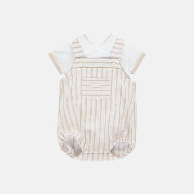 SALOPETTE T-SHIRT A RIGHE BEIGE