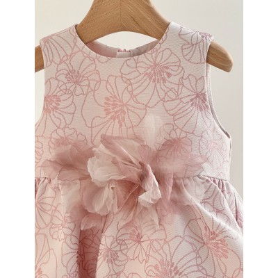 ABITO ROSA GIROMANICA CON FIORE IN ORGANZA