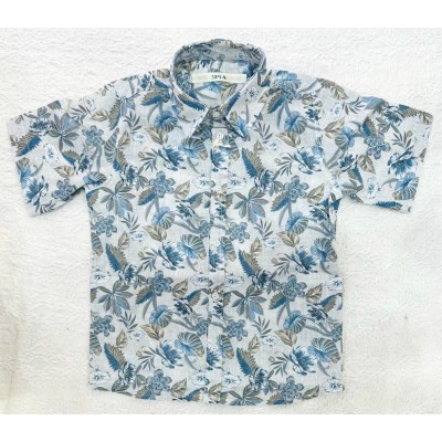 CAMICIA GESSO CON FIORI NAVY