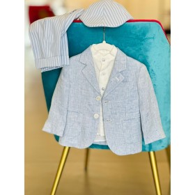 COMPLETO LINO CON BERMUDA A RIGHE