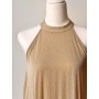 ABITO PLISSETTATO CHAMPAGNE CON SCOLLO ALL'AMERICANA