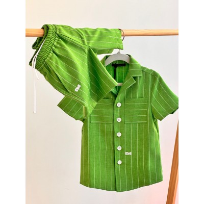 COMPLETO A RIGHE VERDE IN COTONE ALESSANDRINI