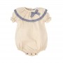 PAGLIACCETTO ECRU CON FIOCCO VICHY BLU