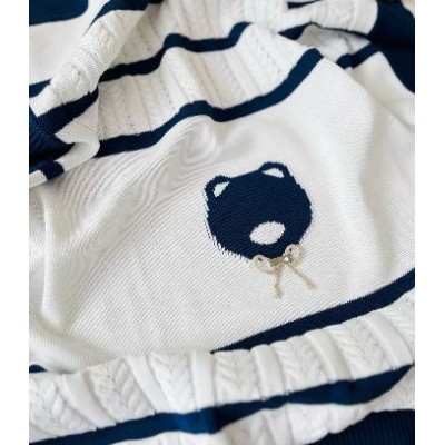 COPERTINA IN FILO ORSETTO MARINARETTO CON INSERTI TRECCE