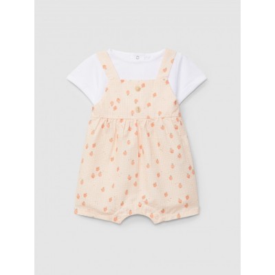 SALOPETTE ORANGE CON SHIRT BIANCA
