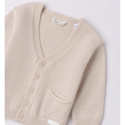 CARDIGAN IN FILO A MAGLIA RASATA SABBIA