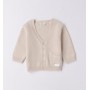 CARDIGAN IN FILO A MAGLIA RASATA SABBIA