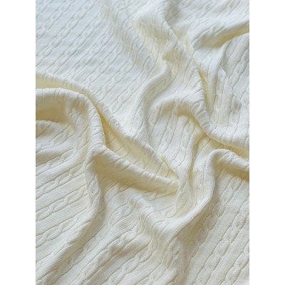 COPERTINA TRECCE PANNA 100% PURA LANA VERGINE MERINOS