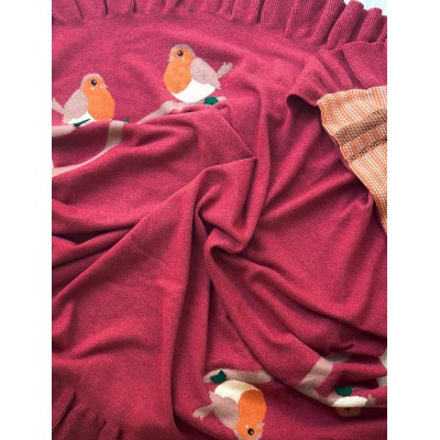 COPERTINA PETTIROSSI 100% PURA LANA VERGINE MERINOS ULTRAFINE