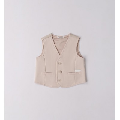 GILET BEIGE IN CALDO COTONE LISCIO