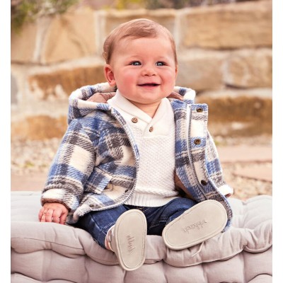 CAPPOTTO TARTAN IN ECO-PEL BLU